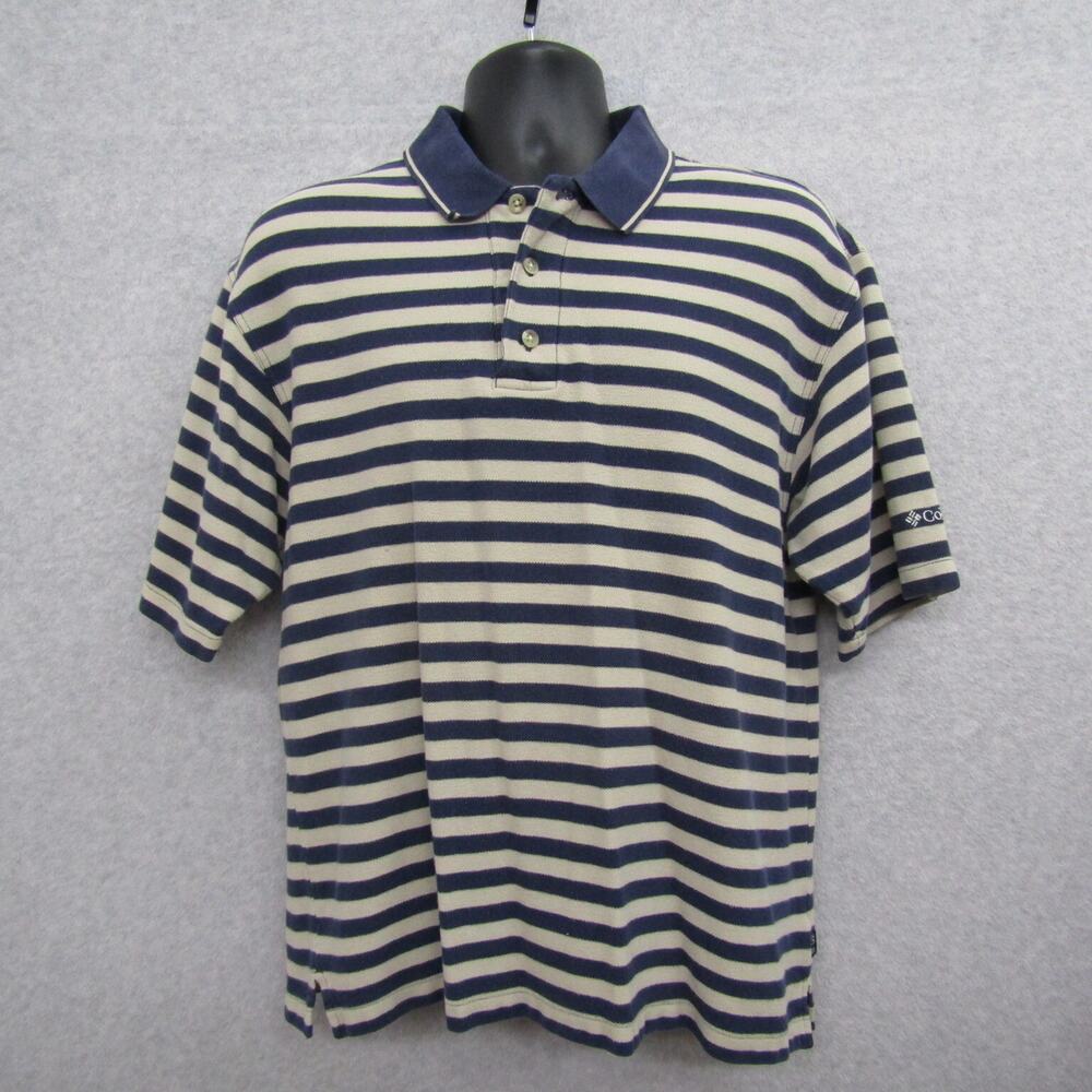 Columbia Shirt Mens M Blue Short Sleeve Pullover Cotton Polo Shirt Preppy